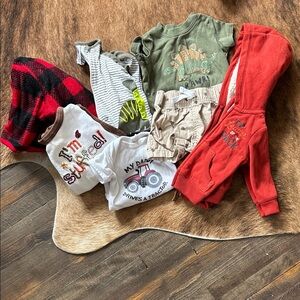 Baby Clothing Bundle with Red and Green Outfits